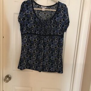 Only brand Blue and White Ruched Blouse